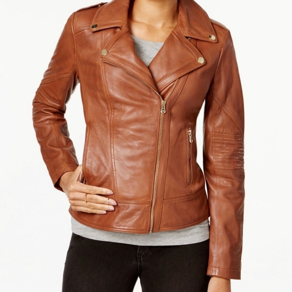 Guess Assymetrical Leather Moto Jacket